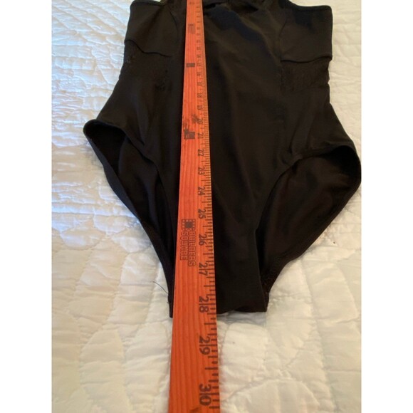 Womens Swimsuit One Piece  Size ?? Large Black w/zipper & Lace Inserts Pool - Picture 11 of 12